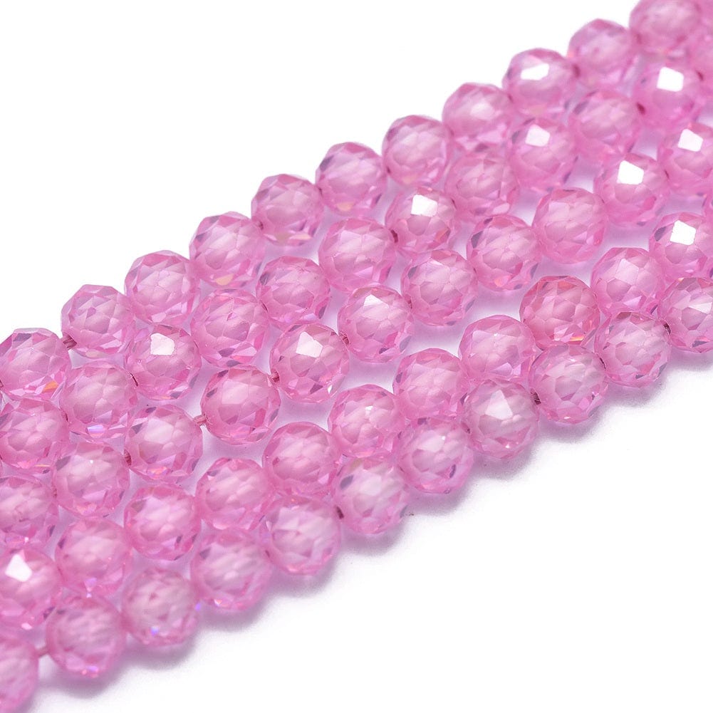 Zirkonia Perler – Pink, Facetteret (4mm) - Uniq Perler - 466848