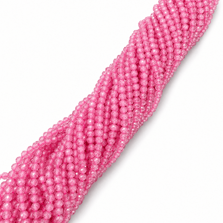 Zirkonia Perler – Rosa, Facetteret (3x2,5mm) - Uniq Perler - 9838401249