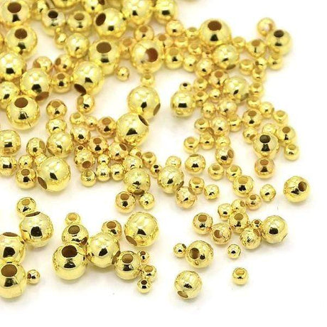 5 Glas Med Perler, Forgyldt,(2~5mm) - Uniq Perler - 13309