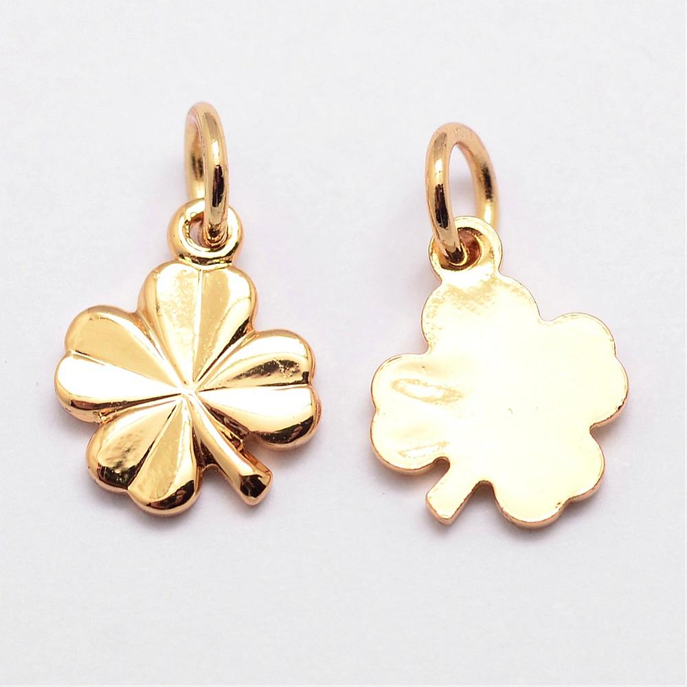 Gilded Clover Charms, 11x5mm