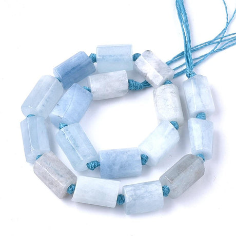 Akvamarin – Facetteret, Tøndeformet (8x11mm og 8x5mm) - Uniq Perler - 666359