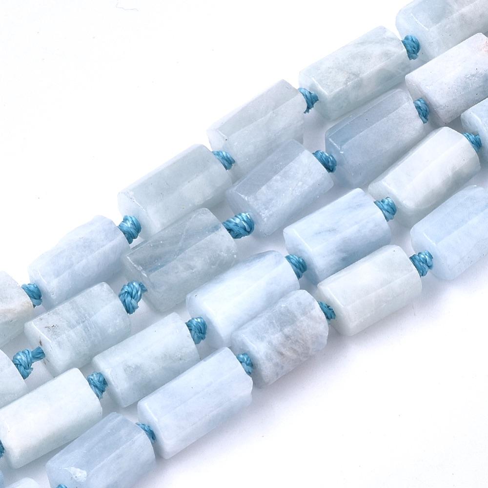 Akvamarin – Facetteret, Tøndeformet (8x11mm og 8x5mm) - Uniq Perler - 666359