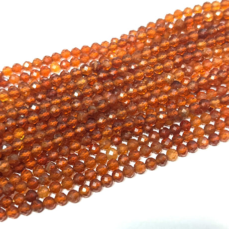 AL Ass. perler og sten Facetteret orange granat perler, 3 mm.