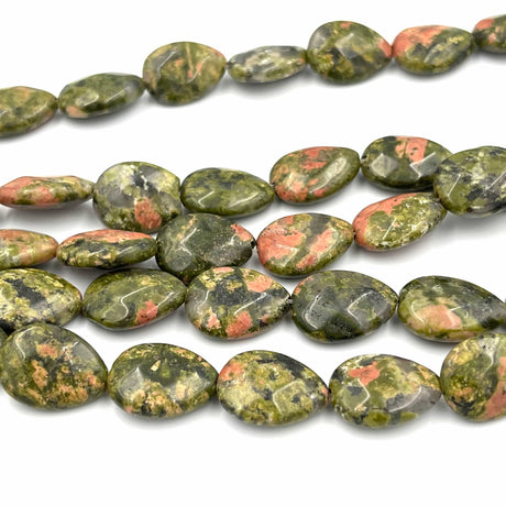 AL Ass. perler og sten Unakite dråbeformet perler 13x18 mm