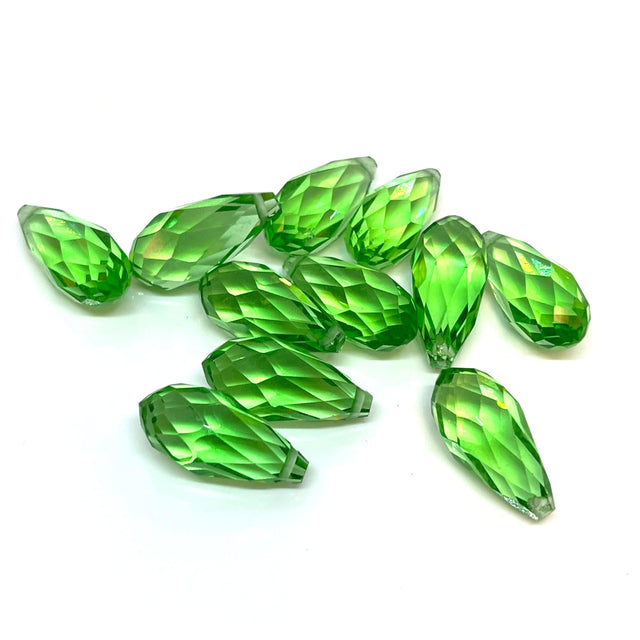 AL Enkelt perler og sæt Briolette facetteret dråber/sideskåret-Lys grøn