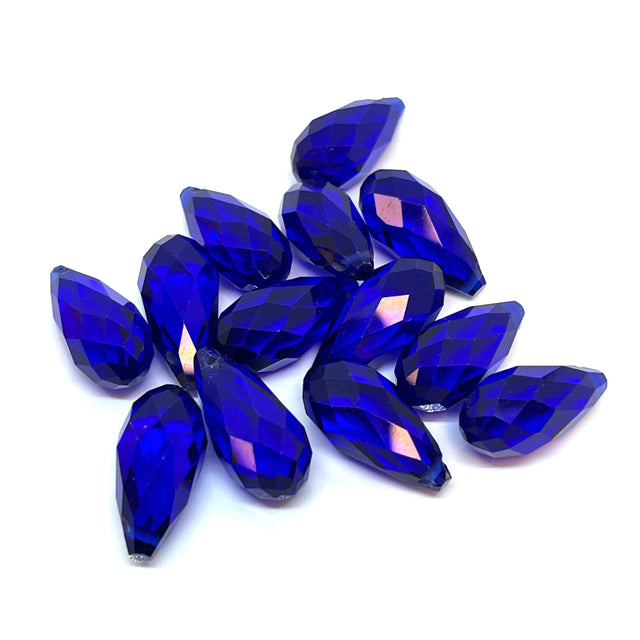 AL Enkelt perler og sæt Briolette facetteret dråber/sideskåret-Mørk blå