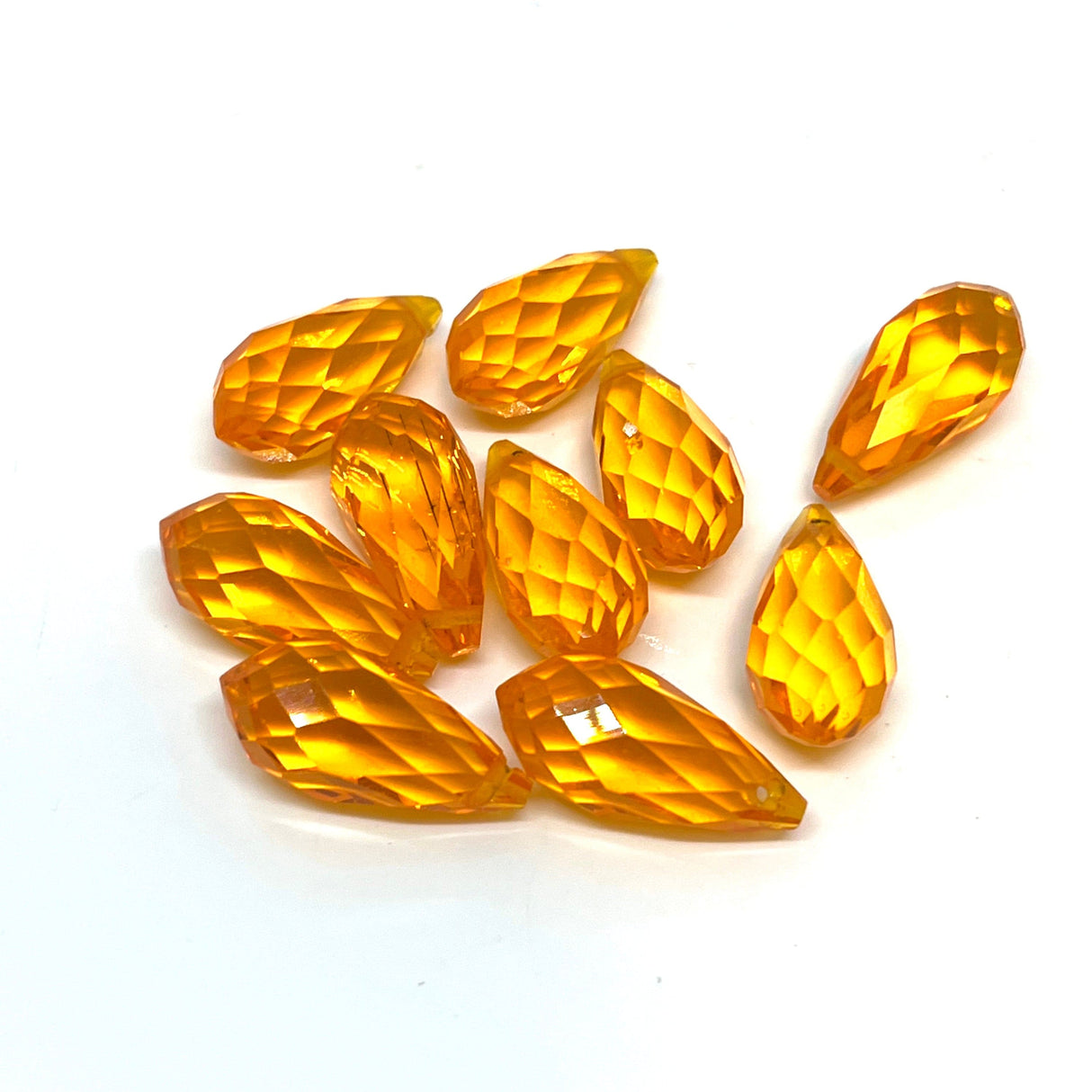 AL Enkelt perler og sæt Briolette facetteret dråber/sideskåret-Orange