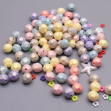 Ali Enkelt perler og sæt ca 100 stk facetteret akryl perler str. 8 mm