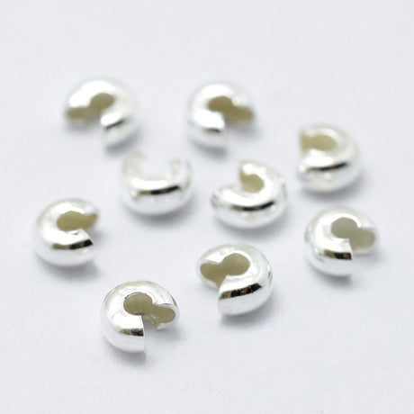 Uniq Perler klemøjer og knudeskjuler 5 mm knudeskjuler/Crimp i sterling sølv, 6 stk.