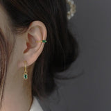 Ali Øreringe 925 sterling sølv øreringe med grønt zirkonia vedhæng