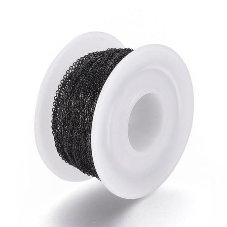 Ankerkæde – Mørk/Sort Stål (1,5x1,3x0,3mm), Pr. meter - Uniq Perler - 402684