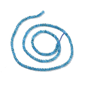 Apatite – Blue, Cube-shaped Faceted (2.5x2.5mm) - Uniq Perler - 140378
