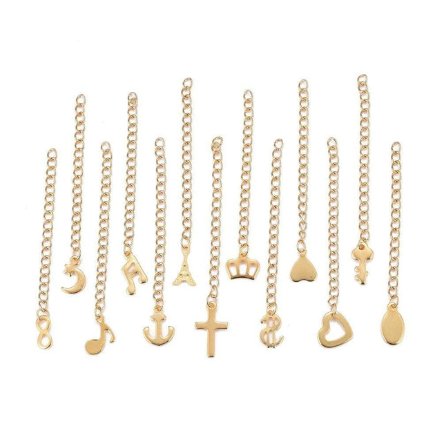 Assorteret Kædeforlænger Mix, Forgyldt Stål, (10 Stk) - Uniq Perler - 566434523