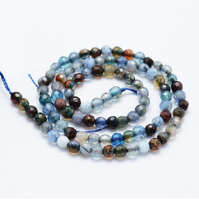 Auction I.......Agate Pearls – Blue, Faceted (4mm) - Uniq Perler - 0000004073