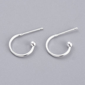 Auction J......Half Hoops - Silver-plated Steel (12.5x18.5x2.5mm) - Uniq Perler - 0000005595