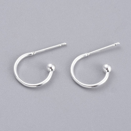 Auktion J......Halv Creoler - Forsølvet Stål (12,5x18,5x2,5mm) - Uniq Perler - 0000005595