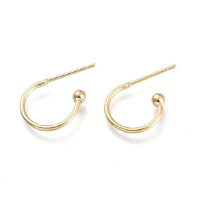 Auction K.......Half Hoop Earrings – 24K Gold-plated Steel (12.5x18.5x2.5mm) - Uniq Perler - 827474