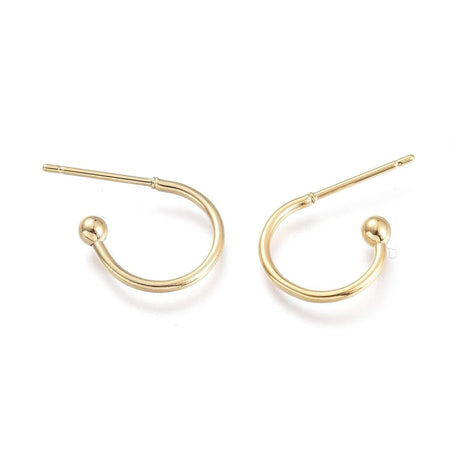 Auktion K.......Halv Creoler – 24K Forgyldt Stål (12.5x18.5x2.5mm) - Uniq Perler - 827474