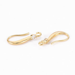 Auktion S......Enkel Ørekrog Med Én Zirkonia Sten, 18K Forgyldt, ( 17,5x3mm) - Uniq Perler - 905847