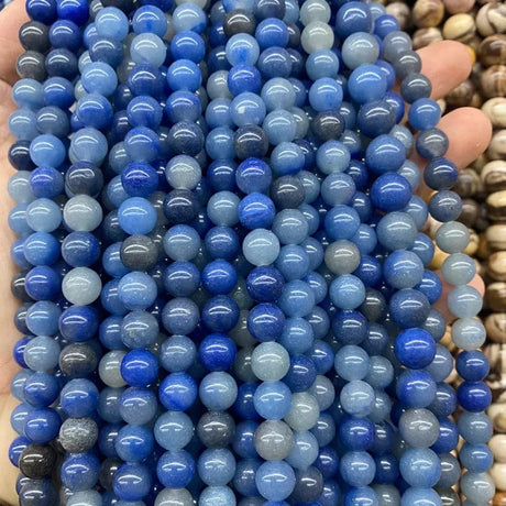 Aventurin – Blå, Rund (8mm) - Uniq Perler - 351083