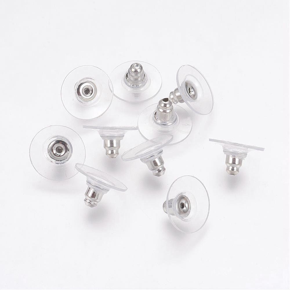 Bagstopper Til Øreringe - Forsølvet/Klar, 20 Stk - Uniq Perler - 892436