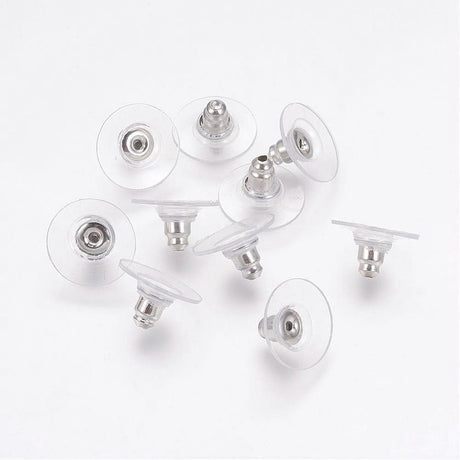 Bagstopper Til Øreringe - Forsølvet/Klar, 20 Stk - Uniq Perler - 892436