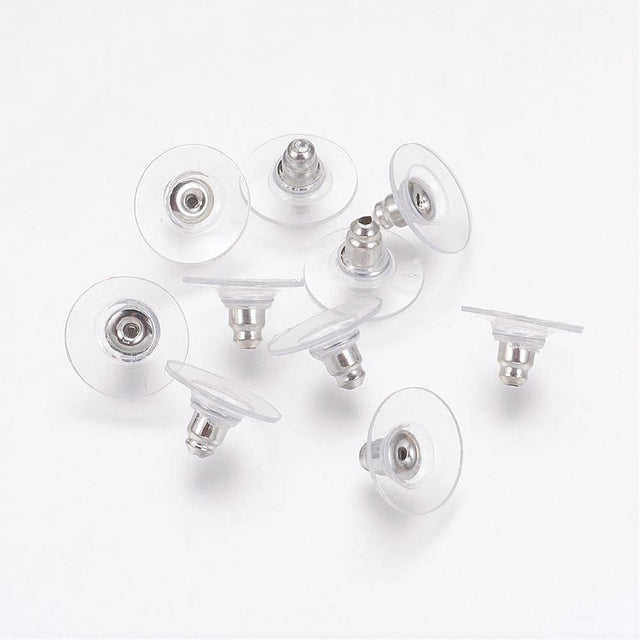 Bagstopper Til Øreringe - Forsølvet/Klar, 20 Stk - Uniq Perler - 892436