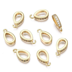 Bail/Hemp Pendant With Zirconia - Gold-plated (15x9x3mm) - Uniq Perler - 0000007768