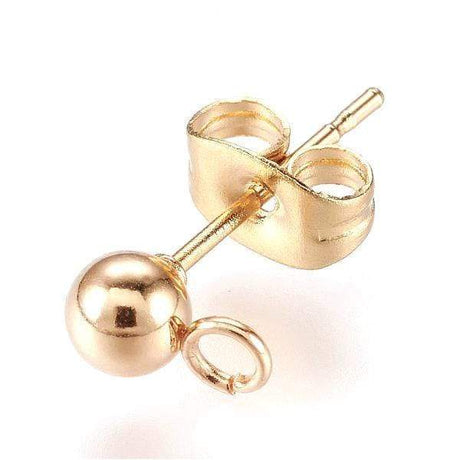 Ball Ørestikkere Med Øje - 24K Forgyldt Stål (15x5mm) - Uniq Perler - 172382