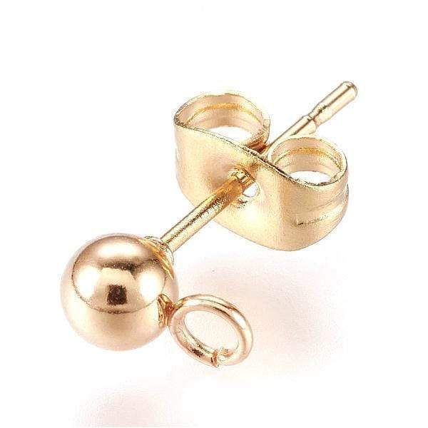 Ball Ørestikkere Med Øje - 24K Forgyldt Stål (15x5mm) - Uniq Perler - 172382