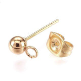 Ball Ørestikkere Med Øje - 24K Forgyldt Stål (15x5mm) - Uniq Perler - 172382