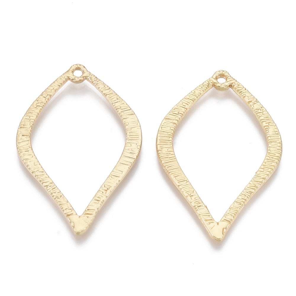 Blad Med Præget Mønster, Forgyldt, 35x23x1,5mm, 4 Stk - Uniq Perler - 5311649164