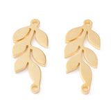 Blad Mellemled, 18K Forgyldt Stål, (22x10x1,5mm) - Uniq Perler - 335841