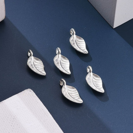 Blad Vedhæng, Forsølvet, 14,5x7x2,5mm, 20 Stk - Uniq Perler - 0000008680, 909049445768101234567840