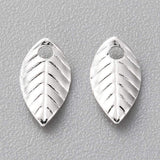 Blad Vedhæng, Forsølvet, 7x4mm, (10 Stk) - Uniq Perler - 0000005238