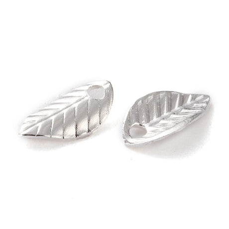 Blad Vedhæng, Forsølvet, 7x4mm, (10 Stk) - Uniq Perler - 0000005238