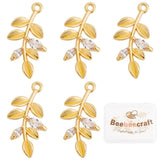 Blad Vedhæng Med Klare Zirkonia Sten, 18K Forgyldt, 17x9mm - Uniq Perler - 5675675646