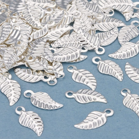Blad Vedhæng, Sterling Sølv Belagt, 10 Stk - Uniq Perler - 8388383