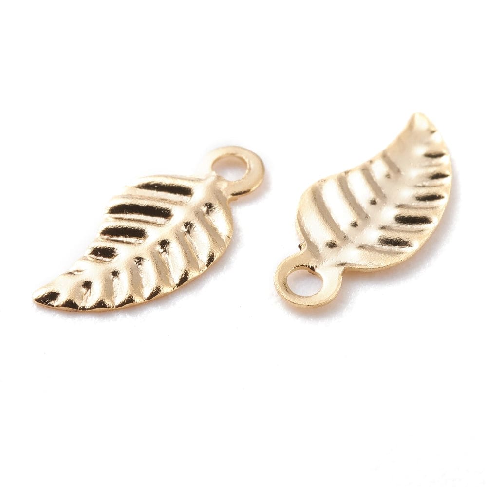 Blade i Messing – 18K Forgyldt (9x4mm, 10 stk) - Uniq Perler - 131345