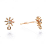 Blomster Ørestikkere Med Klar Zirkonia Sten, 18K Forgyldt,(8x6mm) - Uniq Perler - 0000013428