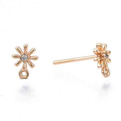 Blomster Ørestikkere Med Klar Zirkonia Sten, 18K Forgyldt,(8x6mm) - Uniq Perler - 0000013428