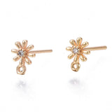 Blomster Ørestikkere Med Klar Zirkonia Sten, 18K Forgyldt,(8x6mm) - Uniq Perler - 0000013428