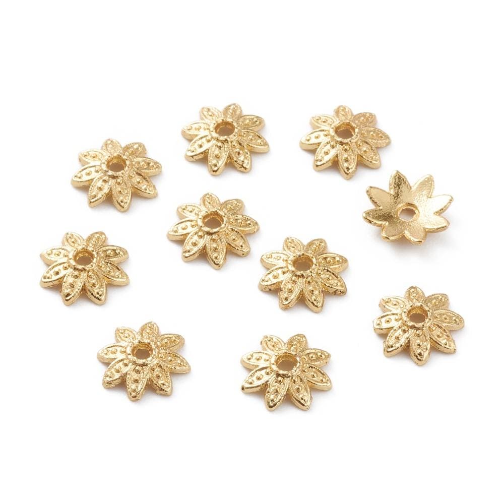 Blomster Perlehatte – 18K Langtidsholdbar Forgyldning (8mm, 10 Stk.) - Uniq Perler - 3848583384