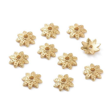 Blomster Perlehatte – 18K Langtidsholdbar Forgyldning (8mm, 10 Stk.) - Uniq Perler - 3848583384