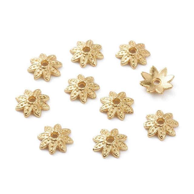 Blomster Perlehatte – 18K Langtidsholdbar Forgyldning (8mm, 10 Stk.) - Uniq Perler - 3848583384