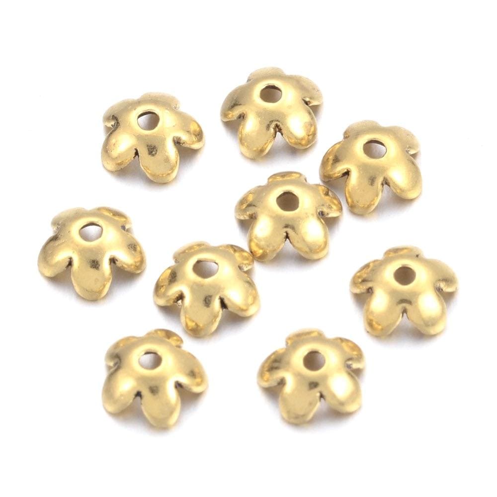 Blomster Perlehatte - Forgyldt Messing (6,5x3mm), 25 Stk - Uniq Perler - 0000000181