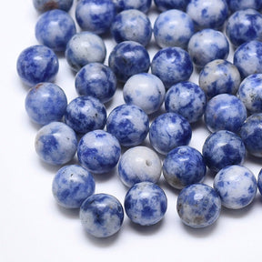 Blue Spot Jasper, Blue/White, Top-drilled, 8mm - Uniq Perler - 0000009030