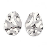 Bølget Vedhæng, Forsølvet Stål, 30x20mm - Uniq Perler - 0000014090