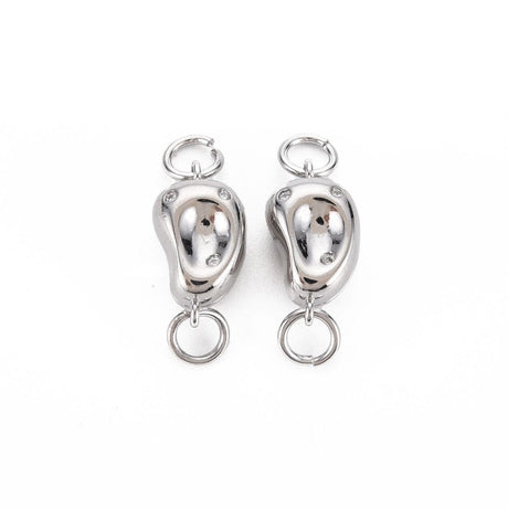 Bønneformet Magnet Lås – Forsølvet (14x7,5x5mm) - Uniq Perler - 0000013735