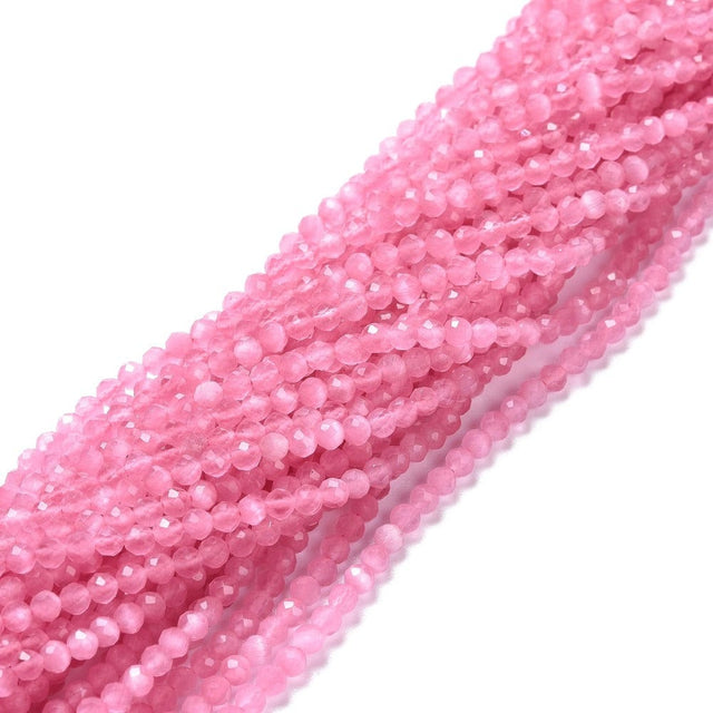 Cat Eye – Rosa, facettiert (3mm) - Uniq Perler - 624920152